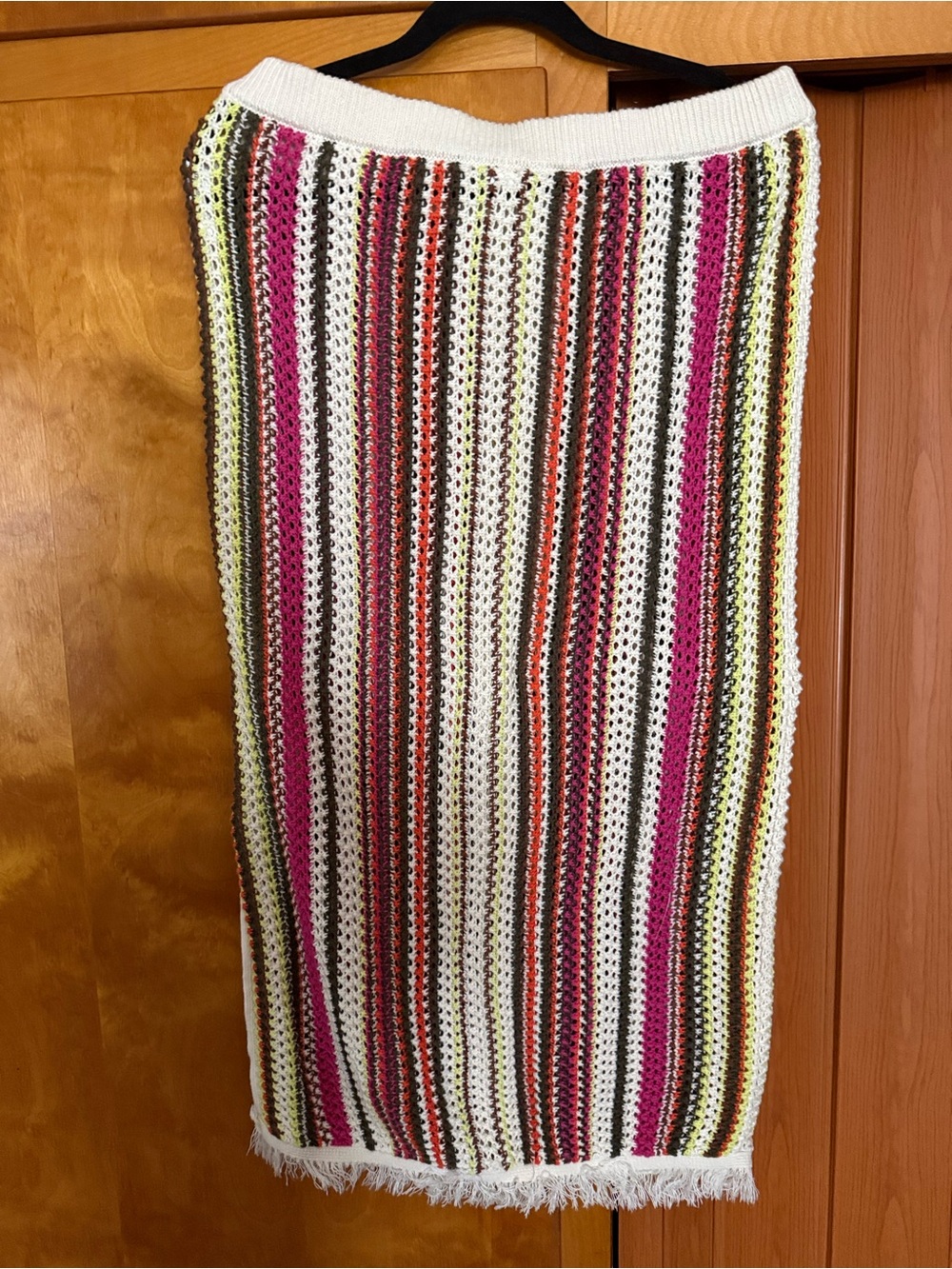 Old Navy Women’s Striped Crochet Midi Skirt - White, Pink & Multicolor